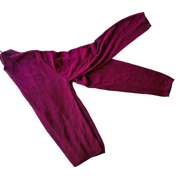 Vintage Samantha Edwards Sweater XL Burgundy Wine Back Zip Silk Cotton P… - Picture 5 of 11